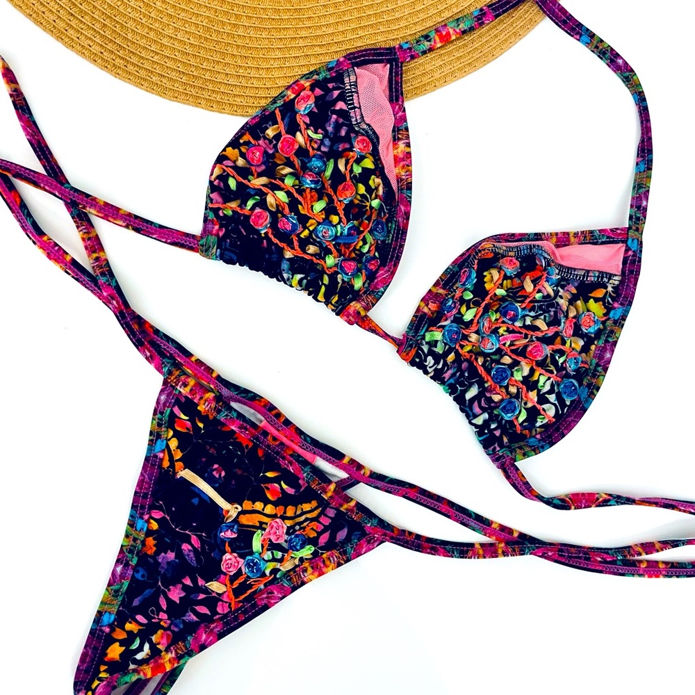 Colombian bikini Colorful cheeky 3pc swimsuit S